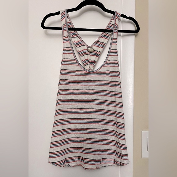 We the Free (Free People) Best Night Striped Linen Tank Top Size Small - Picture 2 of 9